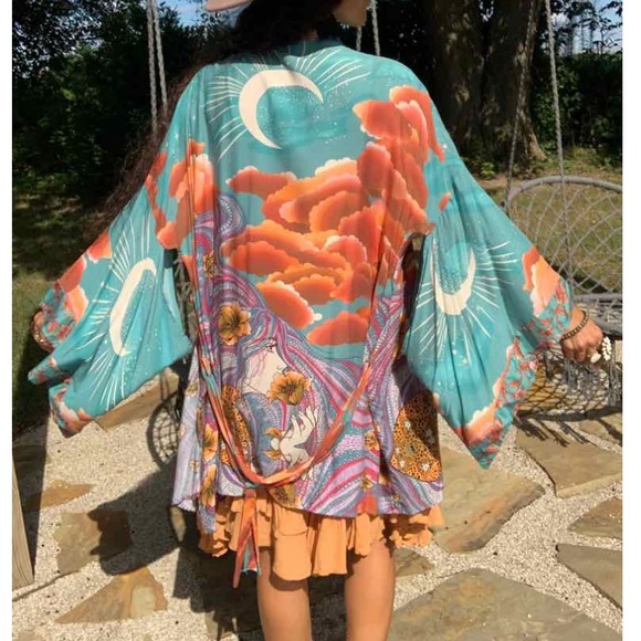 New Gorgeous Bohemian Mixed Floral Print Kimono Cardigan Jacket Robe - Picture 3 of 13